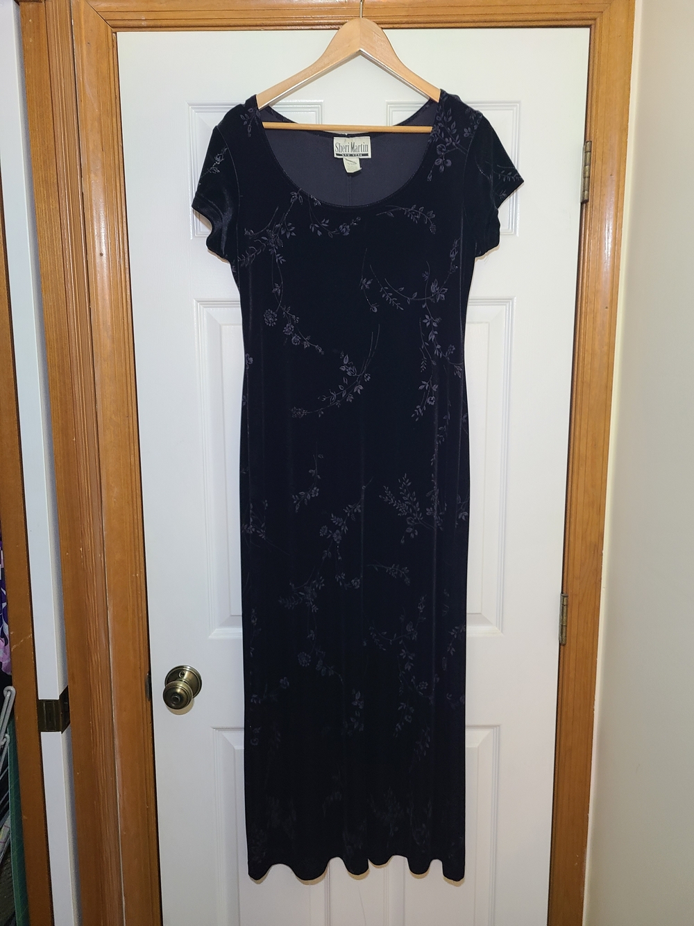Vintage 90s/Y2K Sheri Martin Shimmer Floral Velvet Maxi Dress - Size 12